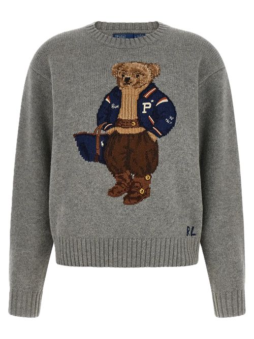 MAGLIONE IN LANA E CASHMERE CON POLO BEAR GRIGIO Polo Ralph Lauren | 211-B17771-002OUTPOST GRY HTHR
